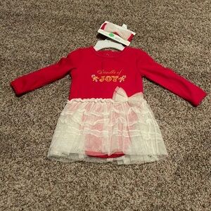 Girls Christmas dress size 9 months with headband